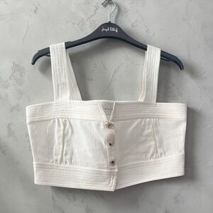 $325 NWOT Le KASHA 100% Linen Off White Crop Top S/M
